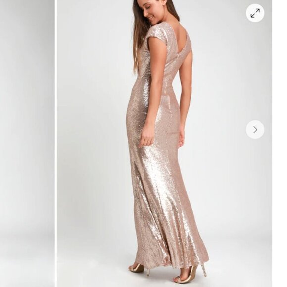 Lulus Always Remember Us Matte Gold Sequin Maxi Dress Size Small - Picture 3 of 10